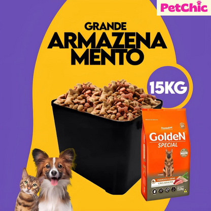 Container Porta Ração Pet 15KG + Pá Dosadora – Mantenha a Ração Fresca e Protegida!