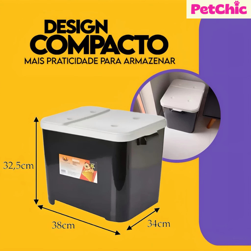 Container Porta Ração Pet 15KG + Pá Dosadora – Mantenha a Ração Fresca e Protegida!